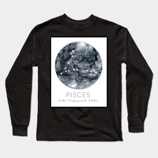 Pisces Zodiac Moon Constellation Long Sleeve T-Shirt